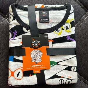 Halloween WOMENS 2 Piece Glow-in-the-Dark Pajama Set Medium